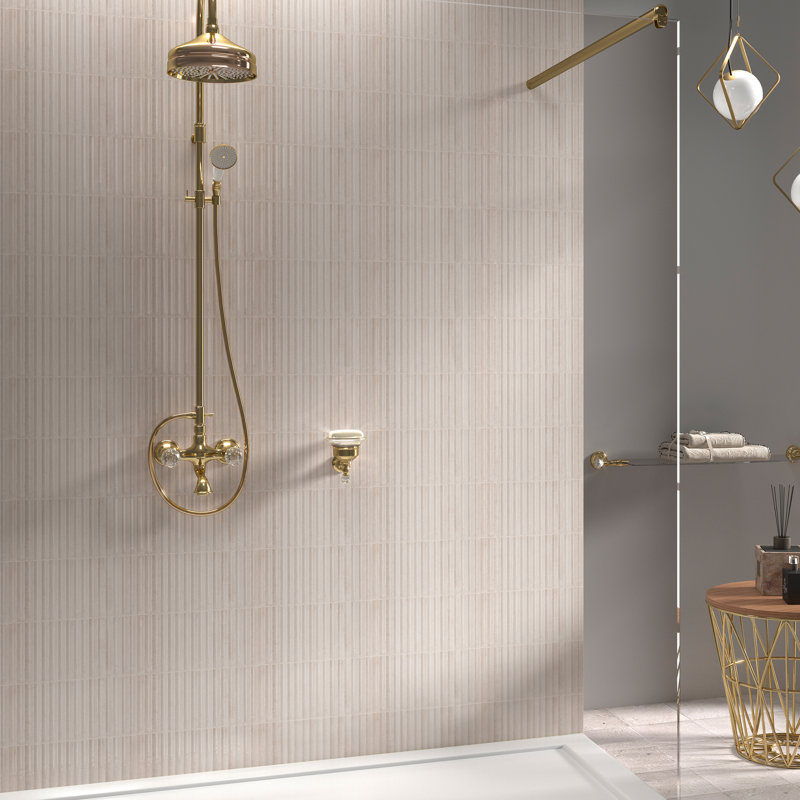 Curve Fluted 6X12 3D Glossy Ceramic Tile, White