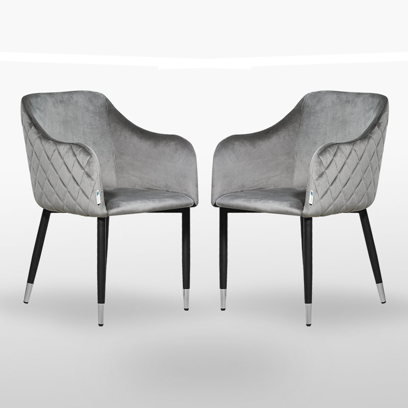 Holdenville Upholstered Dining Chair, Black/Chrome, Grey