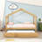 Wooden House-Shaped Bed With Sky Roof And Twin Pull-Out Trundle-598758300-598758303