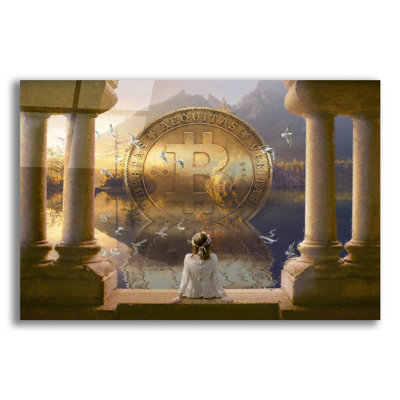 «Bitcoin Deco Three» par Steve Hunziker, art mural en verre acrylique