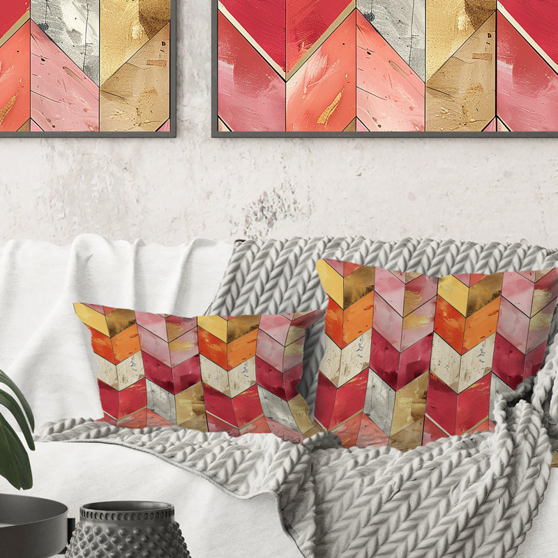 Coussin à chevrons Mid-Century