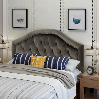 Hot Queen Size Tufted Headboard - Adjustable, Solid Wood & Metal Legs, Nailhead Trim for Bedroom