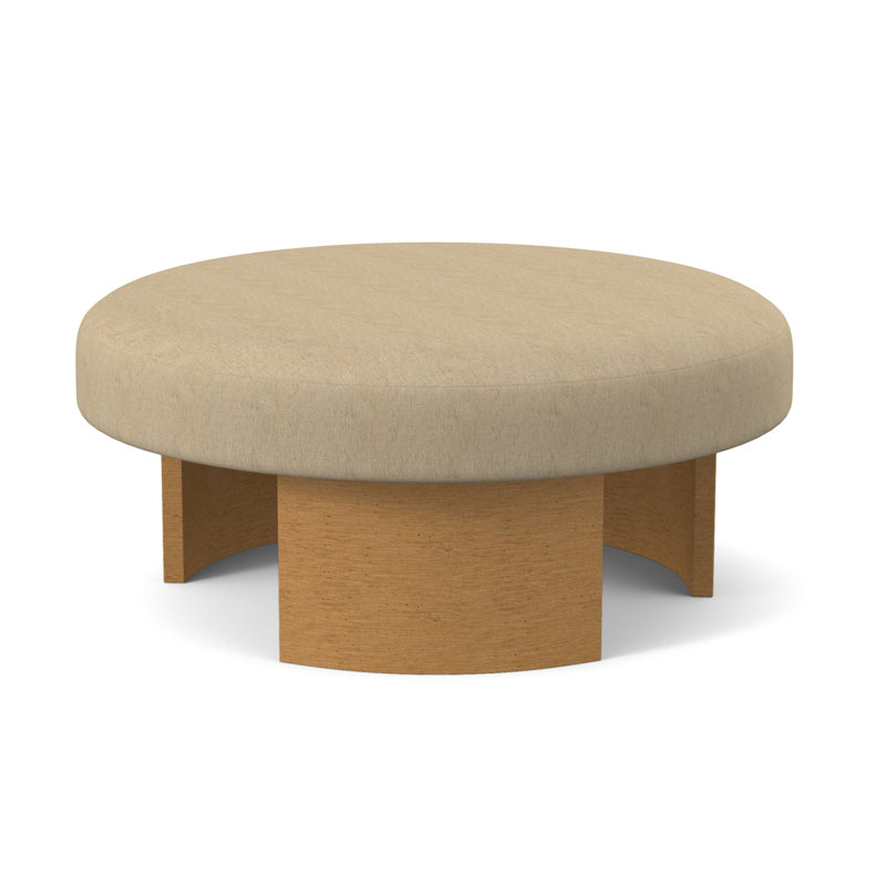 Eclipse Round Ottoman, Filigree Ivory 100% Polyester, Amber