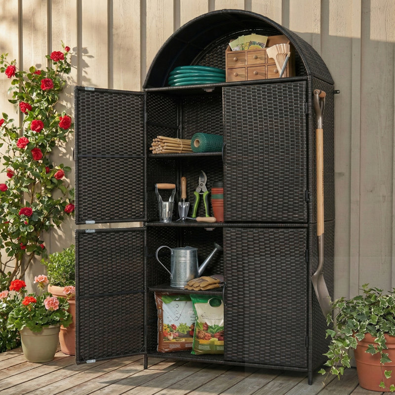 Armoire 4 portes à 4 portes avec tablettes réglables, Marron foncé