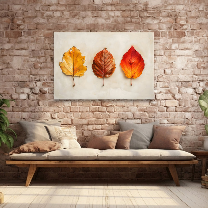 «Leaves of Fall I», impression d'art minimaliste rustique, automne, nature, 40" H x 60" W