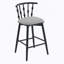 Tabouret de bar d'intérieur en bois, finition noire avec revêtement gris, ensemble de 2-2145097322
