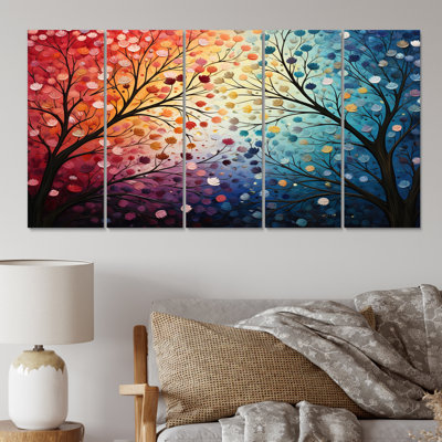 Motif de pointillisme coloré couronne décorative abstraite - 5 panneaux égaux