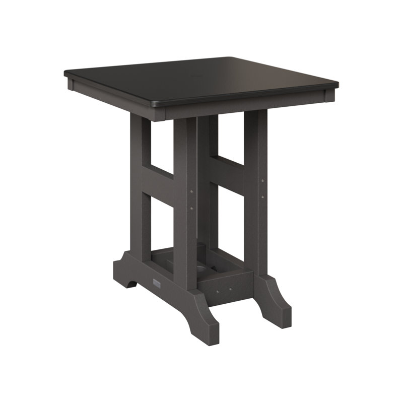 Table de salle à manger carrée 28 po Berlin Gardens Garden Classic, H 30,87 po x l 28 po x P 28 po, Gris fumée, Noir martelé