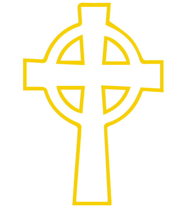 Décalcomanie murale croix eternity celtique, Jaune clair, H 24 po x l 16 po x P 0,01 po