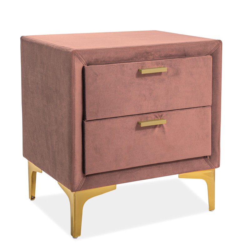 Everhart 53cm W Manufactured Wood Bedside Table, Pink