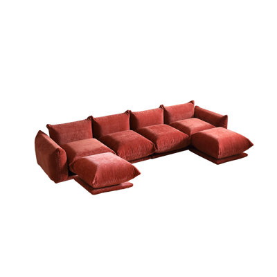 Minarik 4-Seat Chenille Fabric Upholstered Sectional Sofa With 2 Ottoman by Ebern Designs