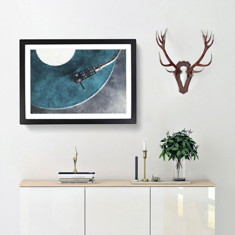 The Record Player Needle - Picture Frame Painting Print, 45cm H x 63cm W x 2cm D, Black Framed