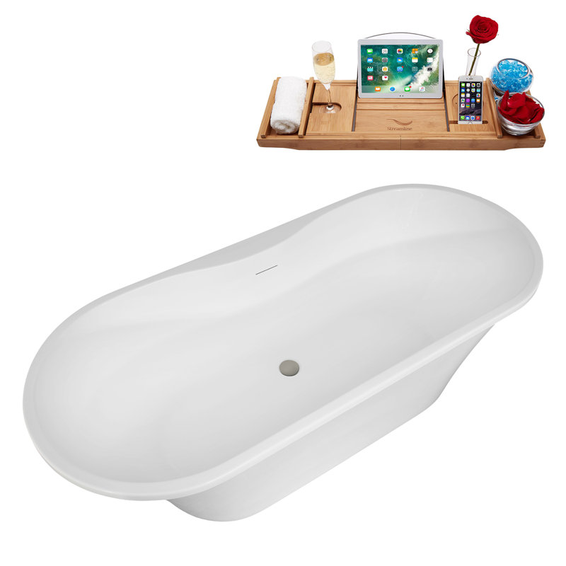 Baignoire autoportante 66 "avec drain interne Streamline, Bronze brossé