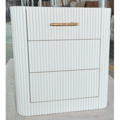 Modern Fluted Side Table White