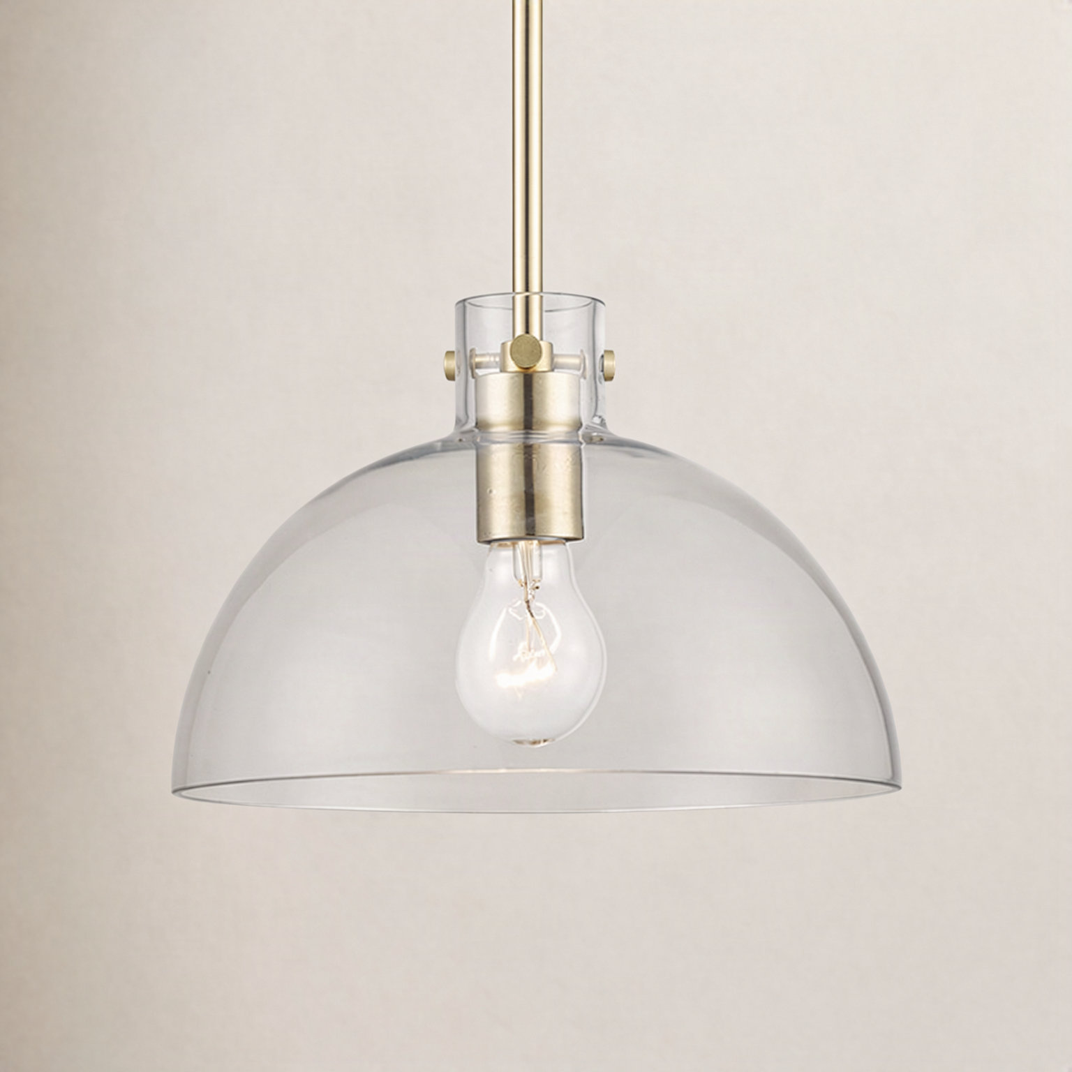 Martins Dimmable Glass Single Light Pendant, 44.8" H x 10" W x 10" D, Antique Gold