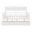 Lit de jour pleine grandeur, support en lattes de bois, avec tablette de chevet et deux tiroirs, blanc-1845735558