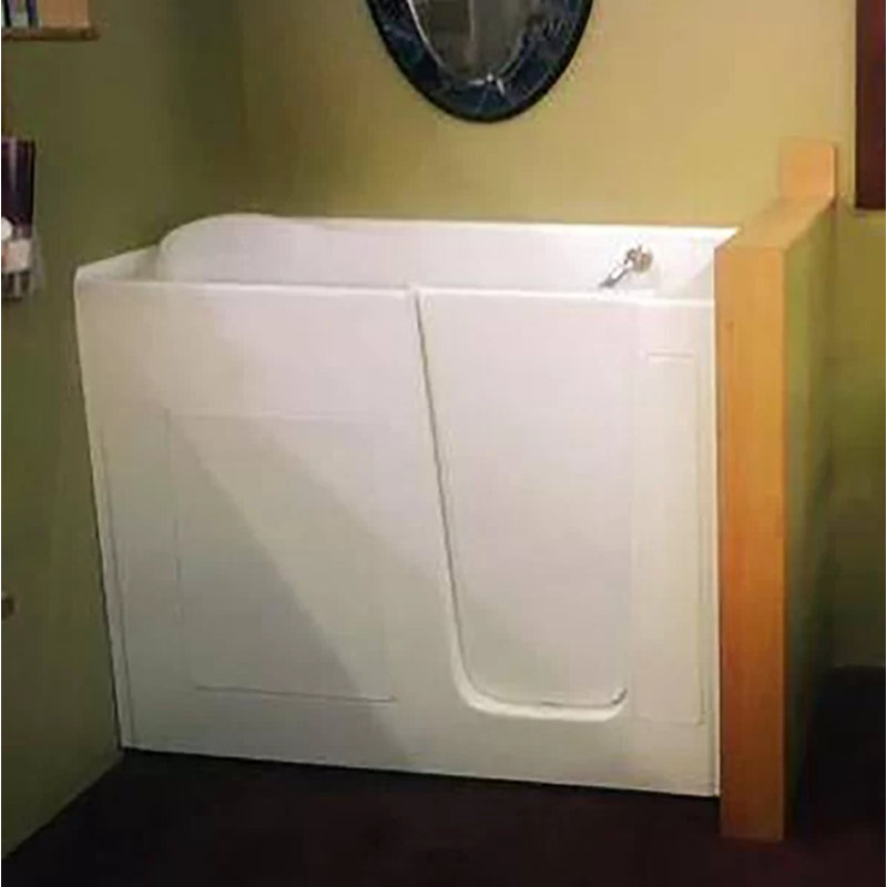 Walk-In Tub Life Style 52" x 30" Walk in Air Acrylic Bathtub with Integrated Seat, White, Polished Brass