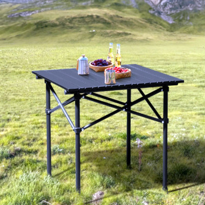 Table roulante noire en acier au carbone