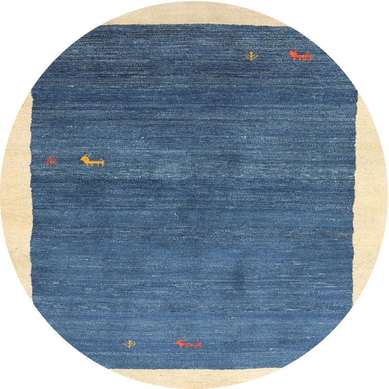 Tapis abstrait bleu ciel, Rond 7 pi