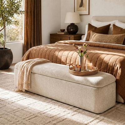 60" Upholstered Storage Bench with Lift Top, Storage Ottoman Bench