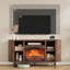 Meuble télé moderne avec foyer pour téléviseur de 80 po ou moins, centre de divertissement cannelé avec foyer électrique, meuble média pour salon-395614069