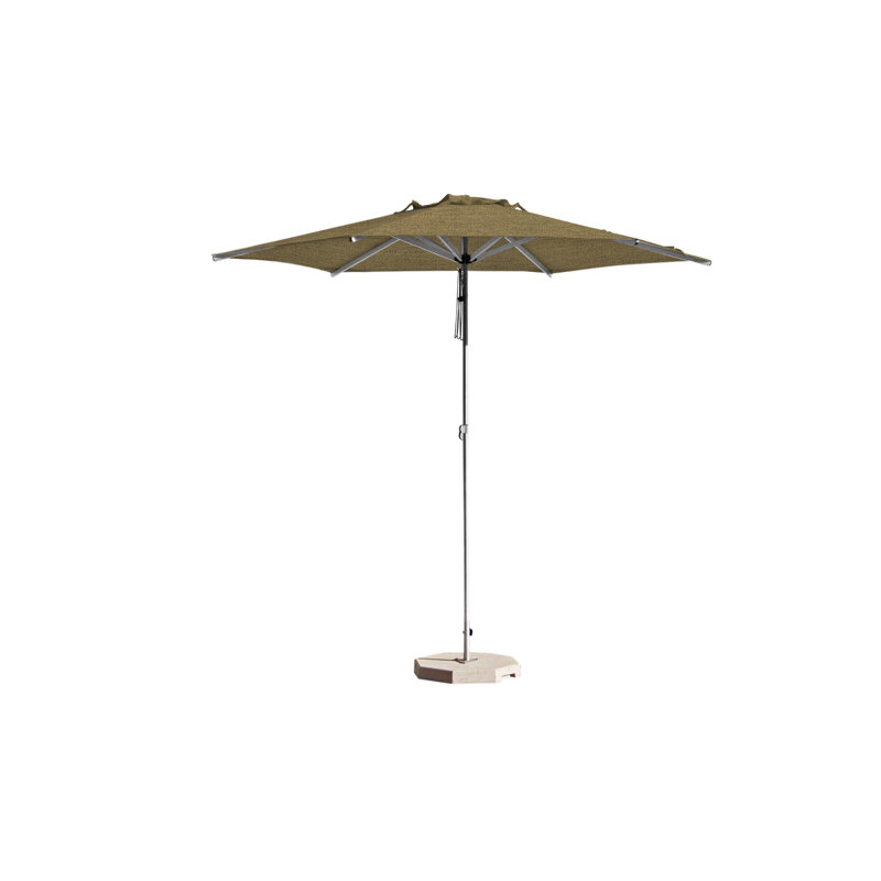 Swift 8' Round Umbrella, Square Metal Base with Wheels, Heather Beige