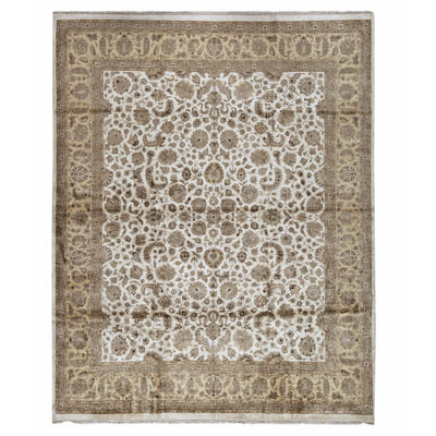 Tapis rectangulaire en soie noué à la main