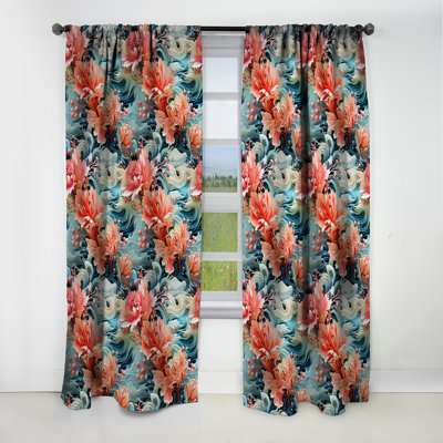 Motif tropical Coral Mirage - Rideau floral - Rideau occultant floral - 1 panneau