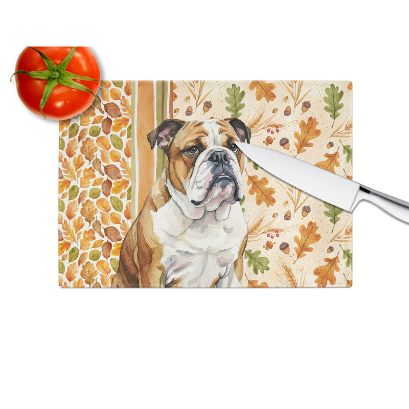 Planche à découper en verre Brindle and White English Bulldog Heirloom