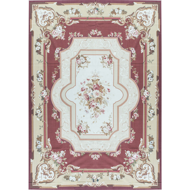 Hand-Knotted High-Quality Wine and Gold Area Rug