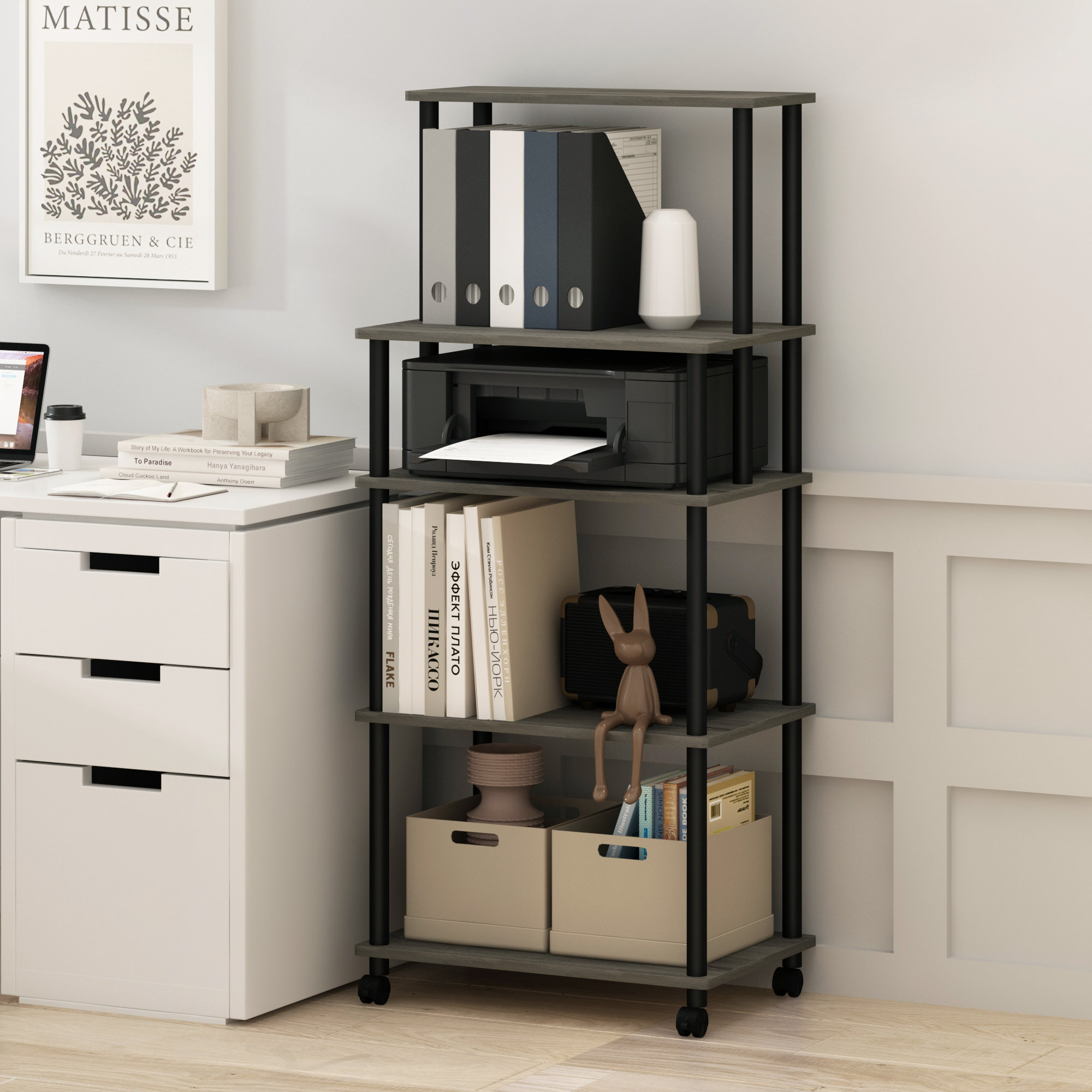 Ebern Designs Seddon 5 Tier Toolless Multipurpose Etagere Bookcase with ...