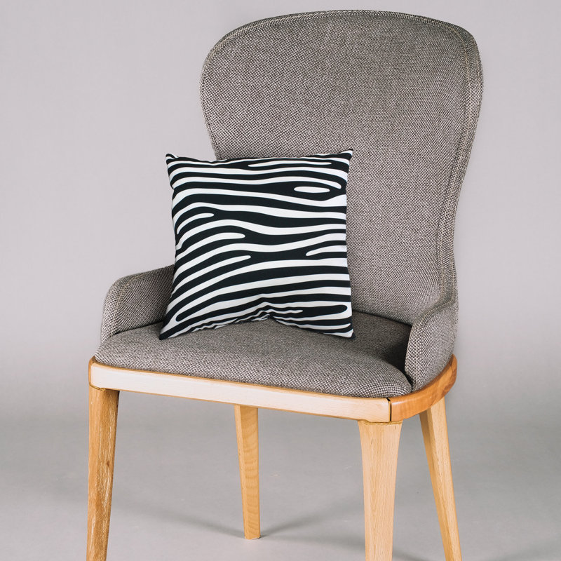 Animal Print Reversible Throw Pillow, White/Black