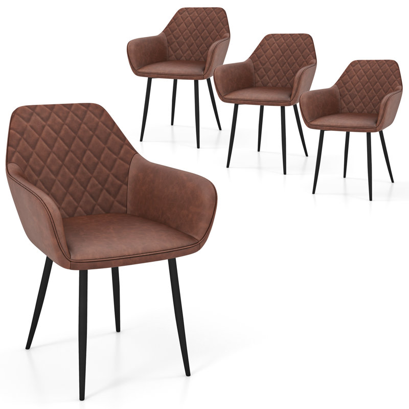 Chaises d'appoint rembourrées avec dossier incurvé Leisure, 4, Brun