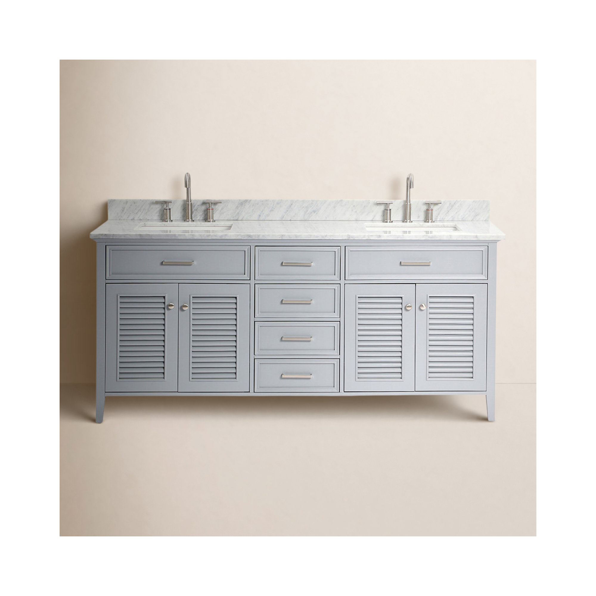 73'' Double Bathroom Vanity, Rectangular, 73", Gray