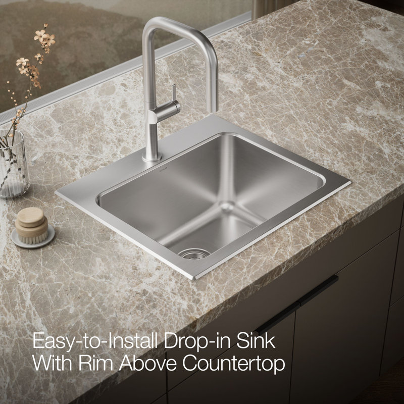 Ballad 25" x 22" Drop-In Service Sink, 1 hole