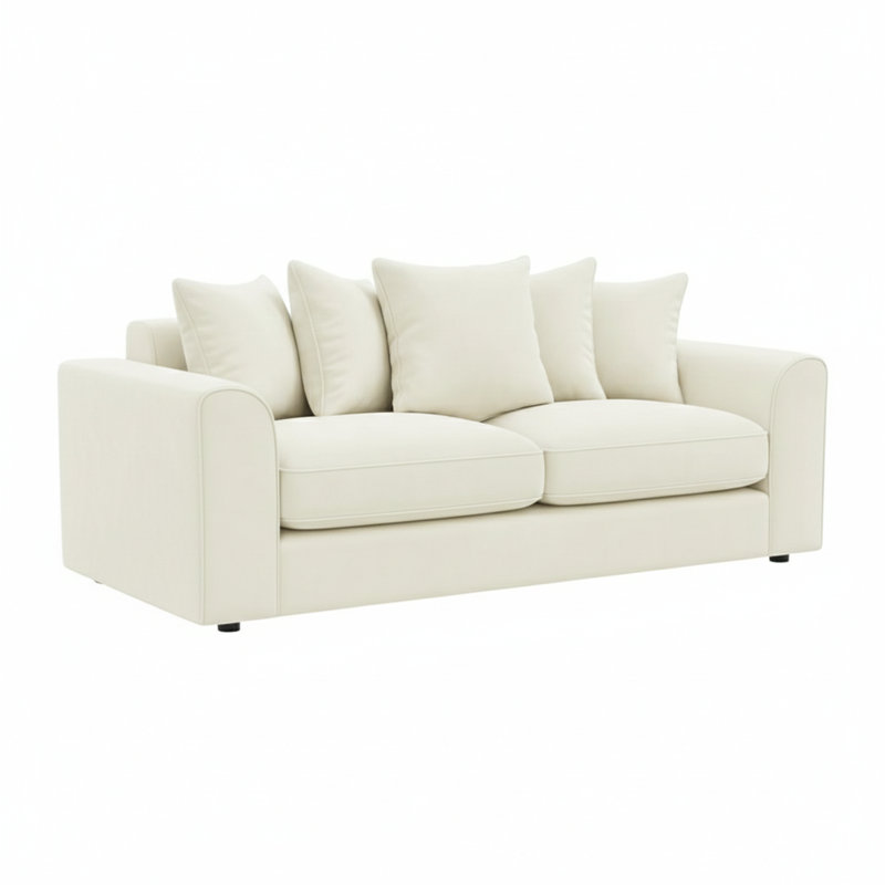 3 Seater Velvet Sofa, Cream