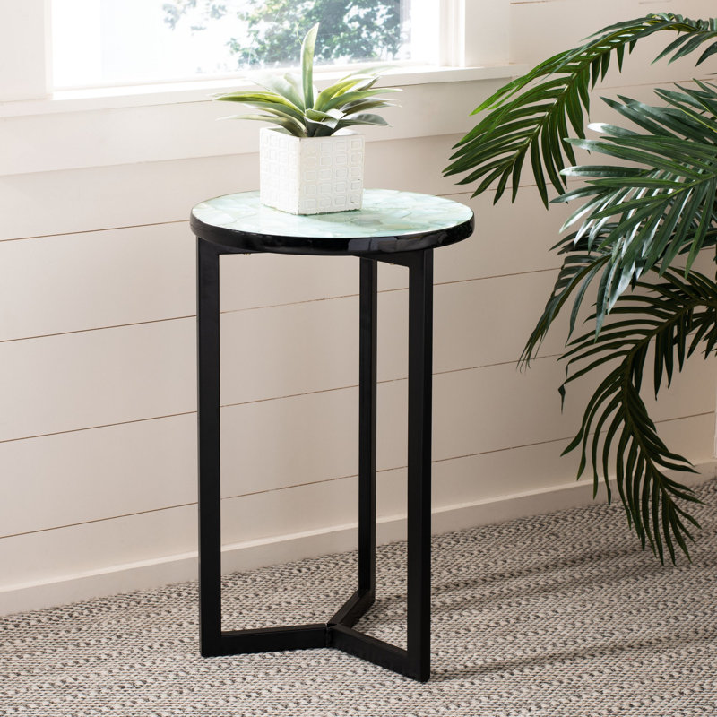 Table de bout en bois massif Abba, Turquoise
