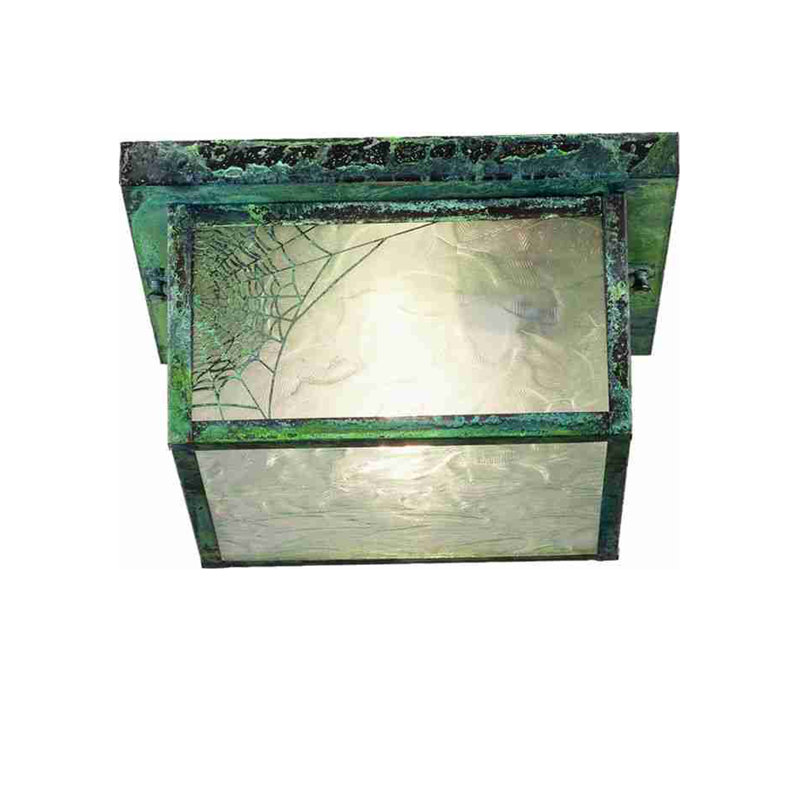Verdigris 6.5'' Spider Web Craftsman Style Glass Flush Mount