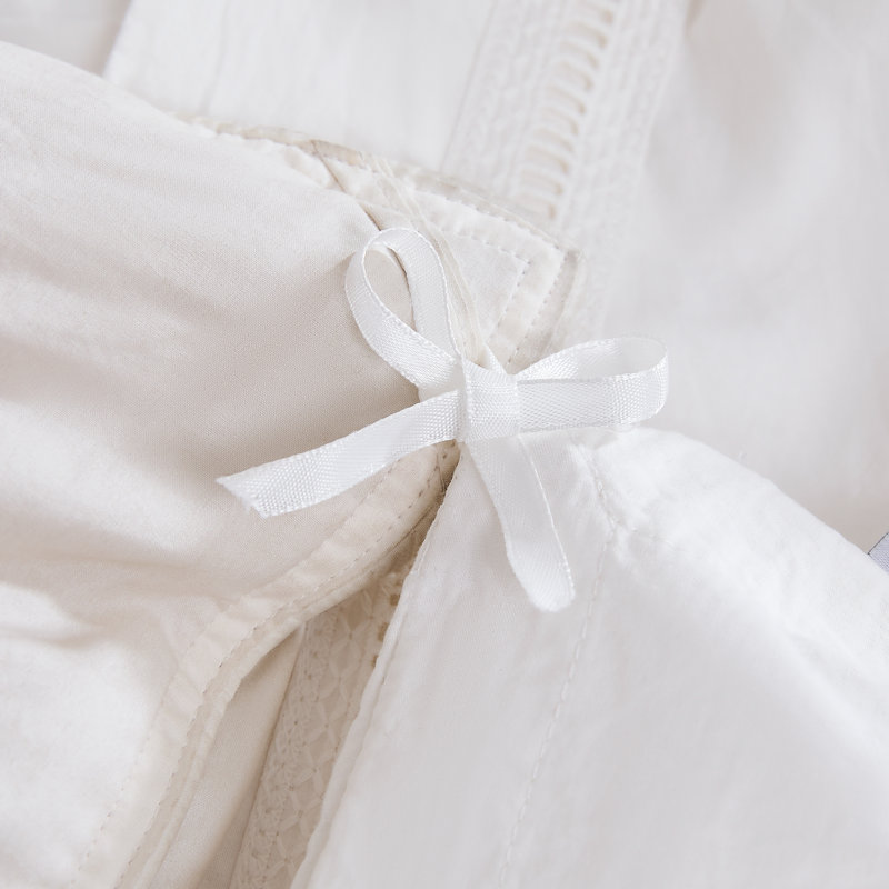 Doris Eyelet Inset Trim Cotton Duvet Cover 3Pc Set, King Duvet Cover + 2 Shams, White