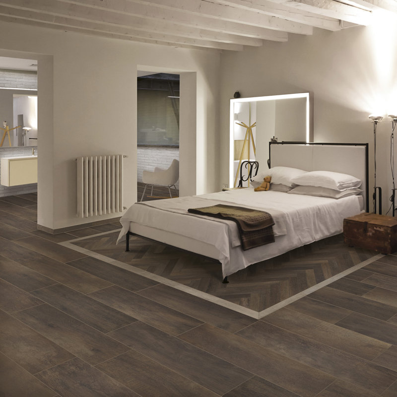 Greenwood 9.5" x 48" Italian Wood Look Porcelain Tile, Bruno/Brown