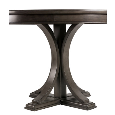 44" Dining Table With Grey Solid Wood, Classic Room Principal Part, Seats 4-6, Reinforced Durability Aspect Round Table, Wood Craftsmanship, Essential, 4-6