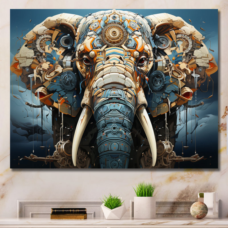 Surréalisme, le secret des éléphants - art mural surréalisme pour le salon, H 24 po x l 32 po x P 1 po, Toile tendue