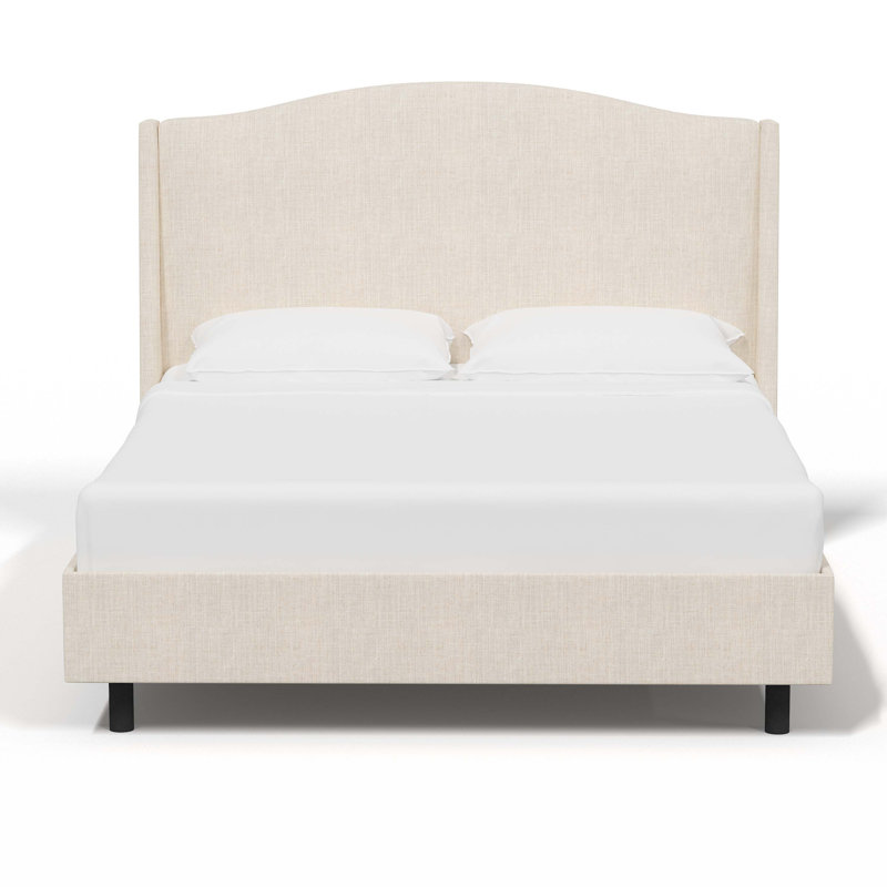 Cealie Upholstered Wingback Bed, Classic Talc Linen, King