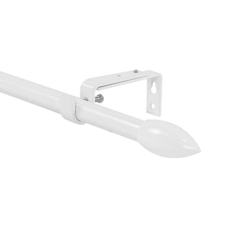 Tringle à rideaux simple Vermehr, H 0,62 po x l 48 po x P 0,62 po, Blanc lustré
