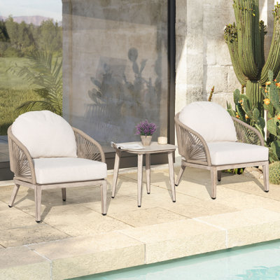 Ensemble de balcon de patio 3 pièces en aluminium avec table carrée 20 '' pour 2 personnes