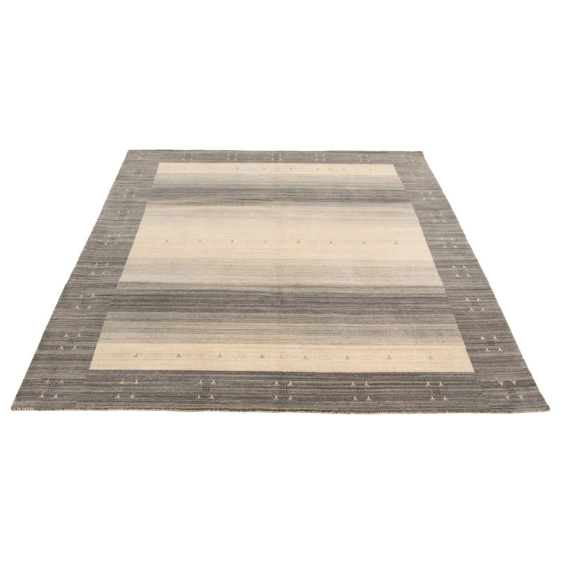 Tapis gris noué à la main 8 pi 3 po x 9 pi 11 po Gabbeh Luribaft