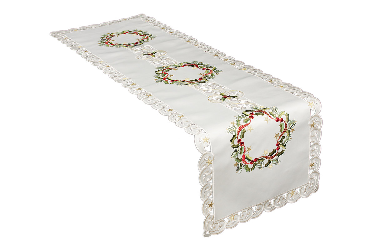 Darby Home Co Wangaratta Ribbon Wreath Embroidered Cutwork Christmas ...