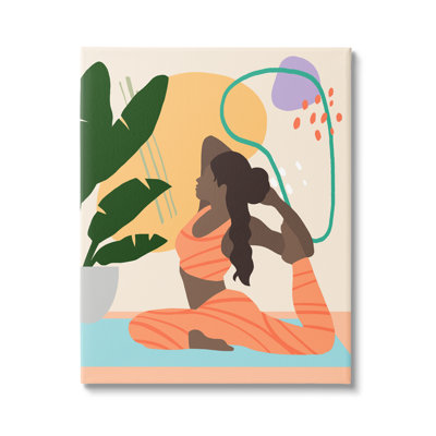 Personne qui travaille sur une plante de yoga, conception moderne par Annie Warren - impression