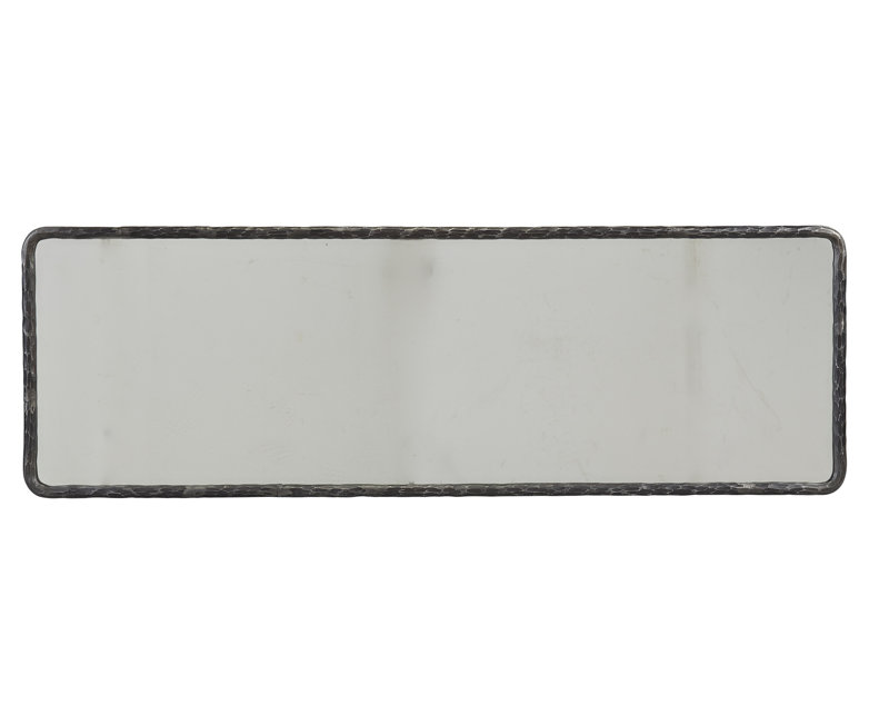 Hammered Flat Solid Wood Wall Mirror, Black