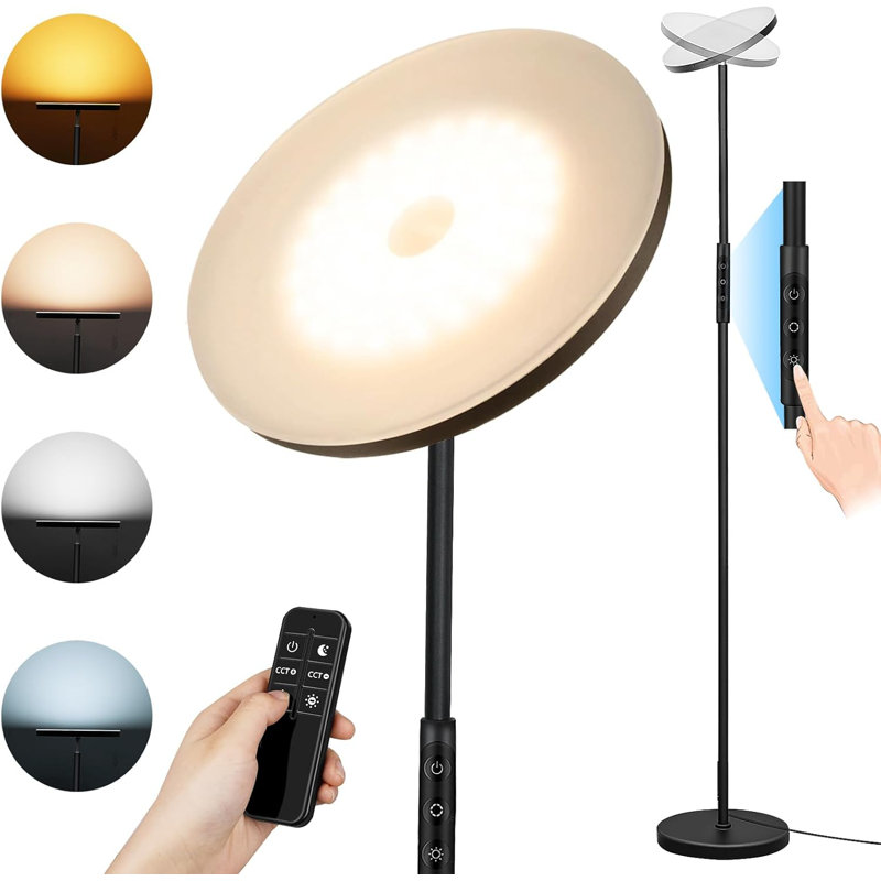 Super Bright LED Floor Lamp With Dimmable Color Temperature & Remote Control